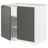 SEKTION Gabinete bajo+estantes/2 puertas, blanco/Voxtorp gris oscuro, 36x24x30 "