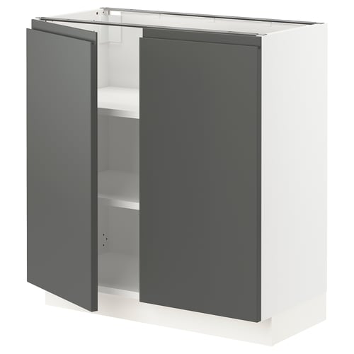 SEKTION Gabinete bajo+estantes/2 puertas, blanco/Voxtorp gris oscuro, 30x15x30 "