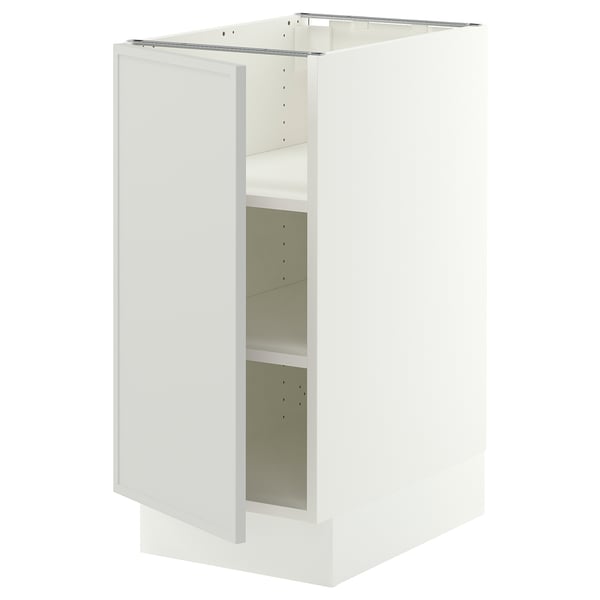 SEKTION Gabinete bajo+estantes, blanco/Aspudden gris claro, 15x24x30 "