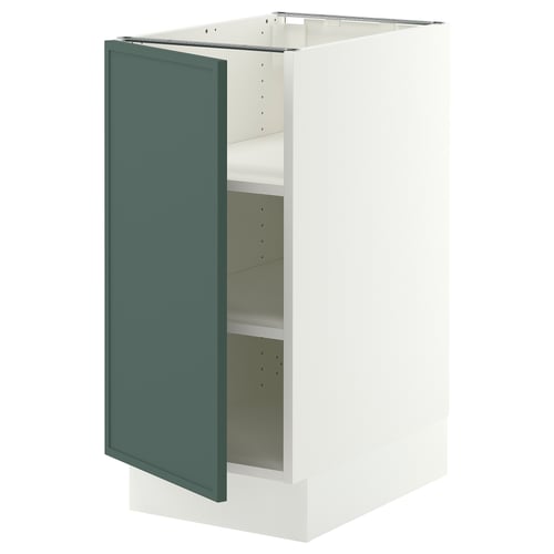 SEKTION Gabinete bajo+estantes, blanco/Aspudden gris verdoso oscuro, 15x24x30 "
