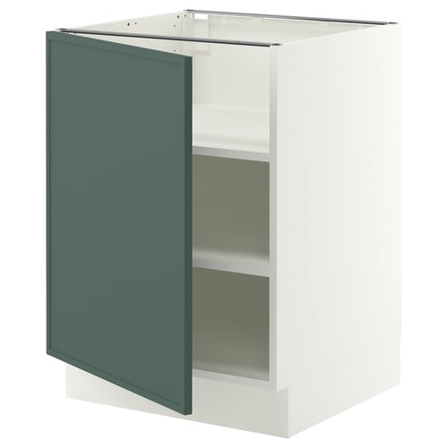 SEKTION Gabinete bajo+estantes, blanco/Aspudden gris verdoso oscuro, 24x24x30 "