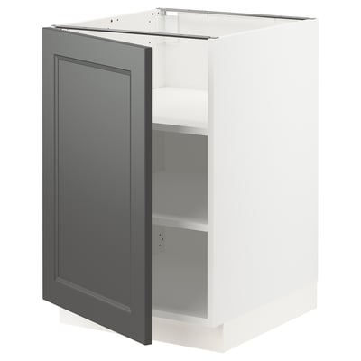 SEKTION Gabinete bajo+estantes, blanco/Axstad gris oscuro, 21x24x30 "