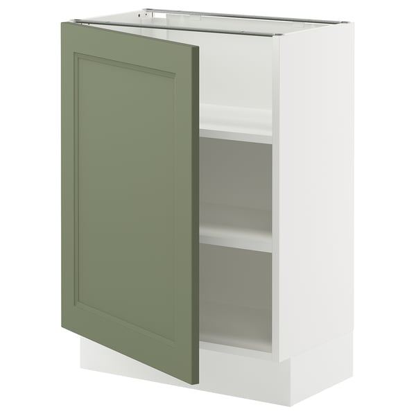 SEKTION Gabinete bajo+estantes, blanco/Axstad gris-verde, 24x15x30 "