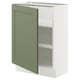 SEKTION Gabinete bajo+estantes, blanco/Axstad gris-verde, 24x15x30 "