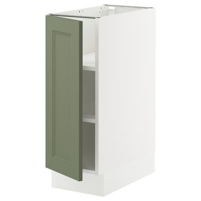 SEKTION Gabinete bajo+estantes, blanco/Axstad gris-verde, 12x24x30 "