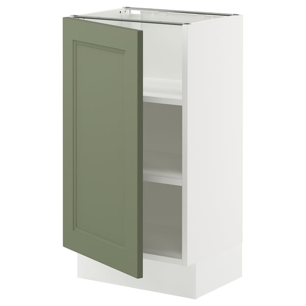 SEKTION Gabinete bajo+estantes, blanco/Axstad gris-verde, 18x15x30 "