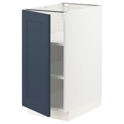 SEKTION Gabinete bajo+estantes, blanco Axstad/mate azul, 15x24x30 "