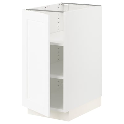 SEKTION Gabinete bajo+estantes, blanco Enköping/blanco efecto madera, 15x24x30 "