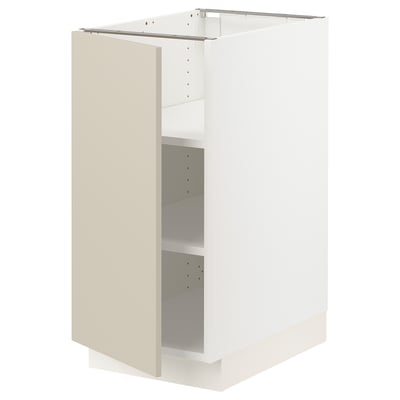 SEKTION Gabinete bajo+estantes, blanco/Havstorp beige, 15x24x30 "