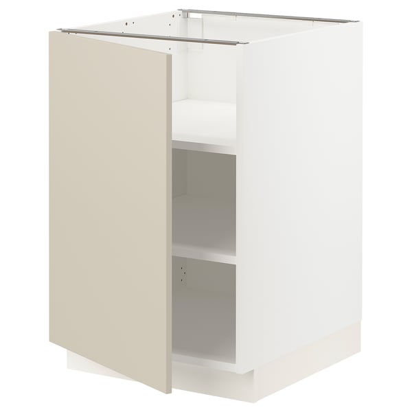 SEKTION Gabinete bajo+estantes, blanco/Havstorp beige, 21x24x30 "