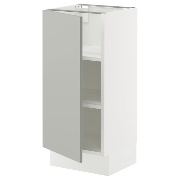 SEKTION Gabinete bajo+estantes, blanco/Havstorp gris claro, 15x15x30 "
