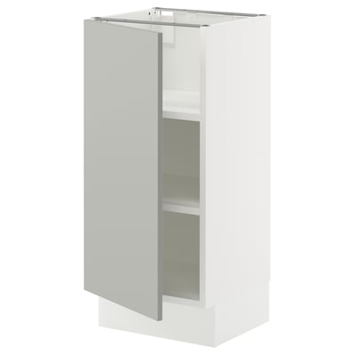 SEKTION Gabinete bajo+estantes, blanco/Havstorp gris claro, 15x15x30 "