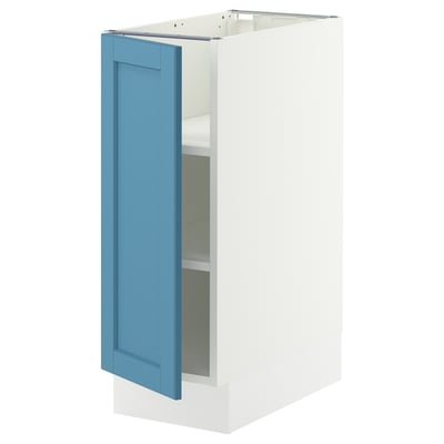 SEKTION Gabinete bajo+estantes, blanco/Lerhyttan azul, 12x24x30 "