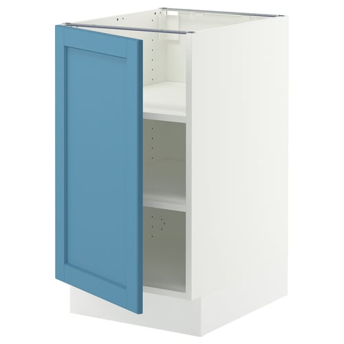 SEKTION Gabinete bajo+estantes, blanco/Lerhyttan azul, 18x24x30 "