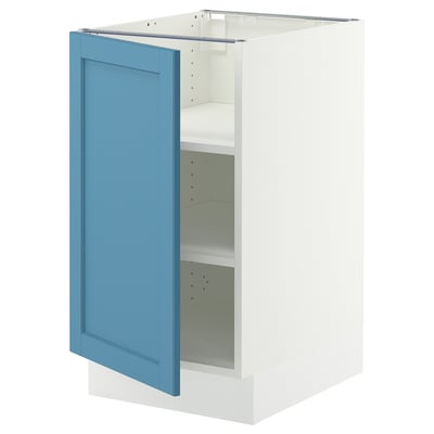 SEKTION Gabinete bajo+estantes, blanco/Lerhyttan azul, 18x24x30 "