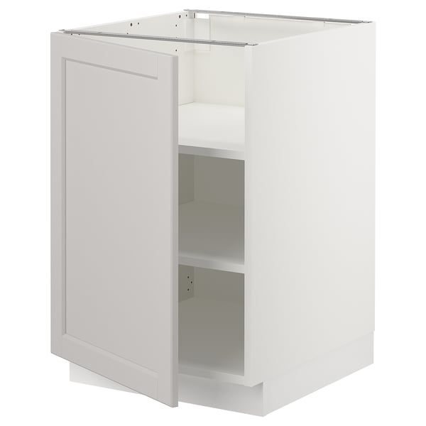 SEKTION Gabinete bajo+estantes, blanco/Lerhyttan gris claro, 21x24x30 "