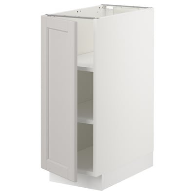 SEKTION Gabinete bajo+estantes, blanco/Lerhyttan gris claro, 12x24x30 "