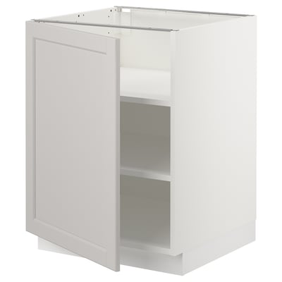 SEKTION Gabinete bajo+estantes, blanco/Lerhyttan gris claro, 24x24x30 "
