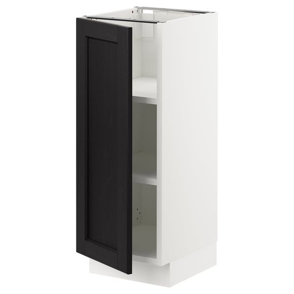 SEKTION Gabinete bajo+estantes, blanco/Lerhyttan teñido en negro, 12x15x30 "