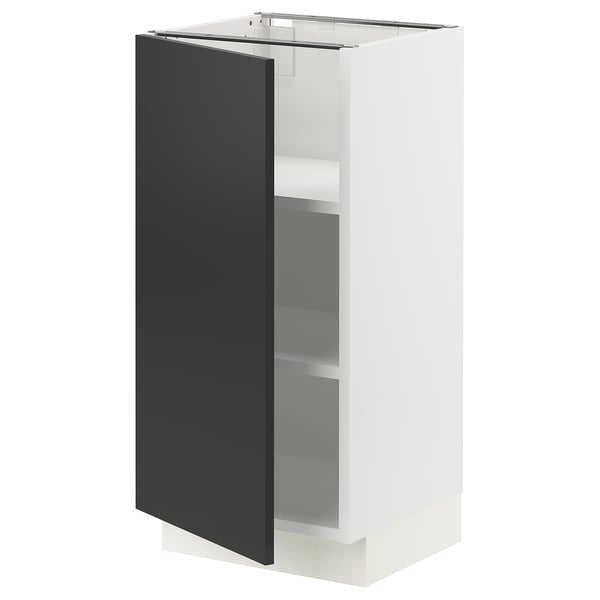SEKTION Gabinete bajo+estantes, blanco/Nickebo antracita mate, 15x15x30 "