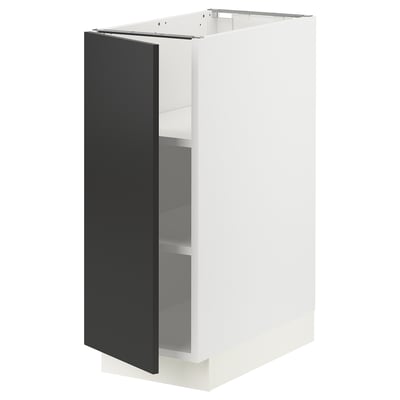SEKTION Gabinete bajo+estantes, blanco/Nickebo antracita mate, 12x24x30 "