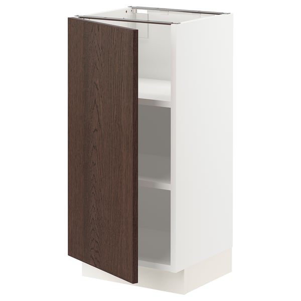 SEKTION Gabinete bajo+estantes, blanco/Sinarp marrón, 15x15x30 "