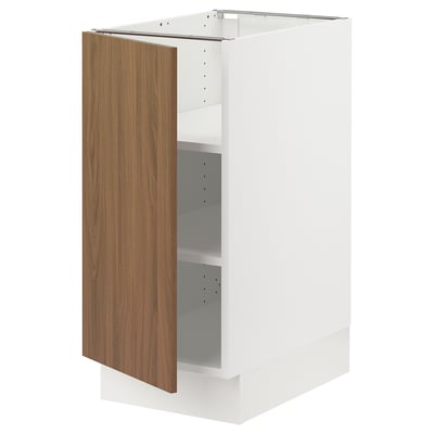 SEKTION Gabinete bajo+estantes, blanco/Tistorp efecto nogal marrón, 15x24x30 "