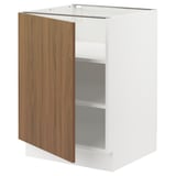 SEKTION Gabinete bajo+estantes, blanco/Tistorp efecto nogal marrón, 24x24x30 "