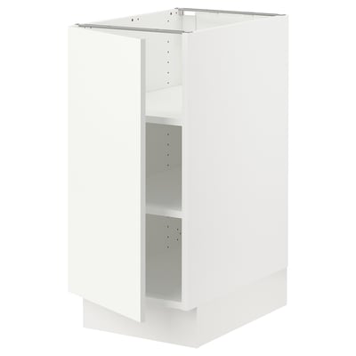 SEKTION Gabinete bajo+estantes, blanco/Vallstena blanco, 15x24x30 "