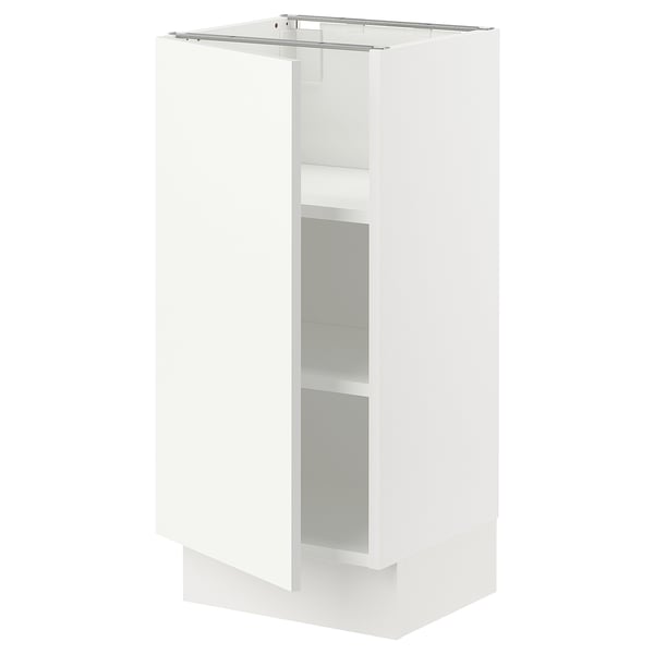 SEKTION Gabinete bajo+estantes, blanco/Vallstena blanco, 15x15x30 "