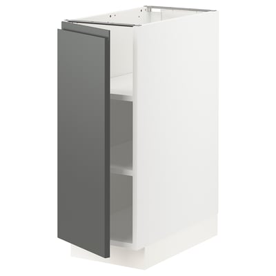 SEKTION Gabinete bajo+estantes, blanco/Voxtorp gris oscuro, 12x24x30 "