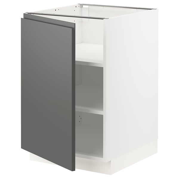 SEKTION Gabinete bajo+estantes, blanco/Voxtorp gris oscuro, 21x24x30 "