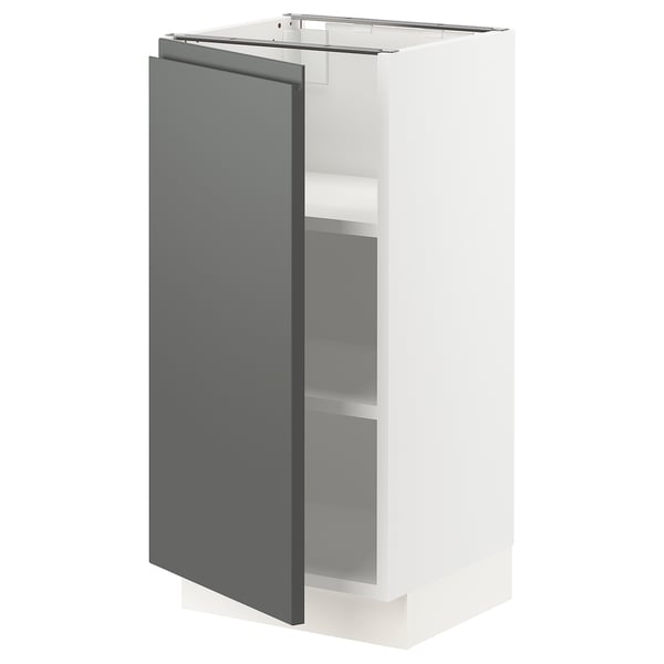 SEKTION Gabinete bajo+estantes, blanco/Voxtorp gris oscuro, 15x15x30 "