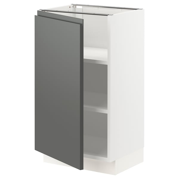 SEKTION Gabinete bajo+estantes, blanco/Voxtorp gris oscuro, 18x15x30 "