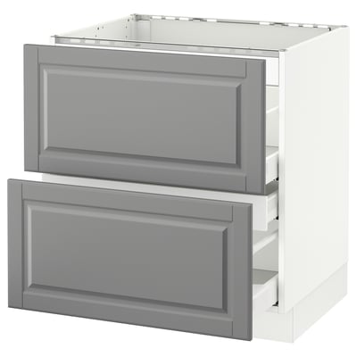 SEKTION Gabinete bajo estufa 2frentes/3cjn, blanco Maximera/Bodbyn gris, 30x24x30 "