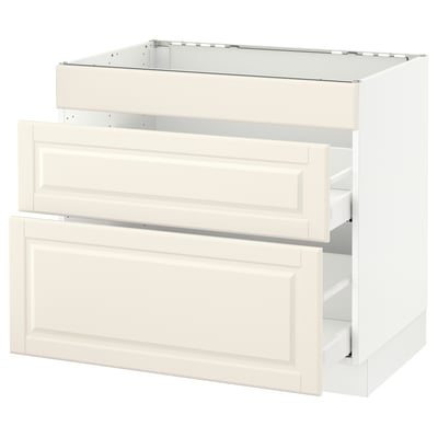 SEKTION Gabinete bajo estufa/3 frentes/2 cj, blanco Maximera/Bodbyn color hueso, 36x24x30 "