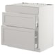 SEKTION Gabinete bajo estufa/3 frentes/2 cj, blanco Maximera/Lerhyttan gris claro, 30x24x30 "