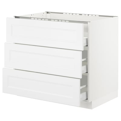 SEKTION Gabinete bajo estufa 3frentes/3cjn, blanco Maximera/Axstad blanco mate, 36x24x30 "