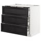 SEKTION Gabinete bajo estufa 3frentes/3cjn, blanco Maximera/Lerhyttan teñido en negro, 36x24x30 "