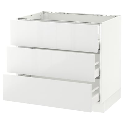 SEKTION Gabinete bajo estufa 3frentes/3cjn, blanco Maximera/Ringhult blanco, 36x24x30 "
