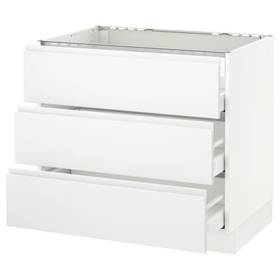 SEKTION Gabinete bajo estufa 3frentes/3cjn, blanco Maximera/Voxtorp blanco mate, 36x24x30 "