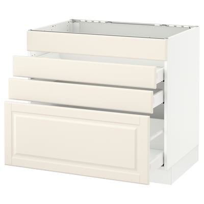 SEKTION Gabinete bajo estufa/4 frentes/3 cj, blanco Maximera/Bodbyn color hueso, 36x24x30 "