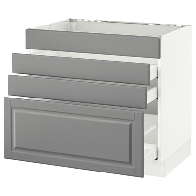 SEKTION Gabinete bajo estufa/4 frentes/3 cj, blanco Maximera/Bodbyn gris, 36x24x30 "