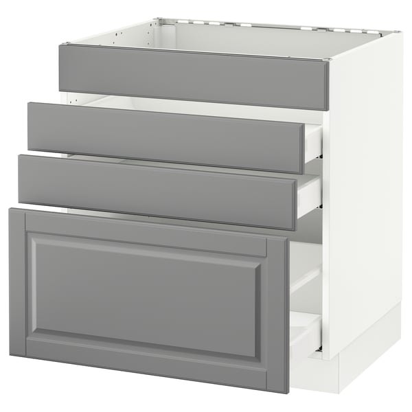 SEKTION Gabinete bajo estufa/4 frentes/3 cj, blanco Maximera/Bodbyn gris, 30x24x30 "