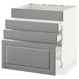 SEKTION Gabinete bajo estufa/4 frentes/3 cj, blanco Maximera/Bodbyn gris, 30x24x30 "