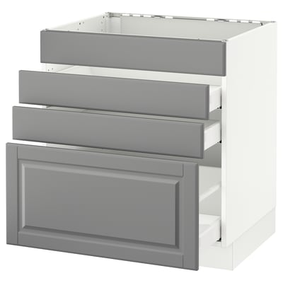 SEKTION Gabinete bajo estufa/4 frentes/3 cj, blanco Maximera/Bodbyn gris, 30x24x30 "