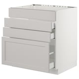 SEKTION Gabinete bajo estufa/4 frentes/3 cj, blanco Maximera/Lerhyttan gris claro, 30x24x30 "