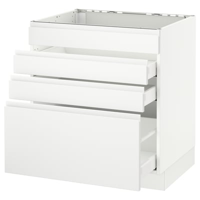 SEKTION Gabinete bajo estufa/4 frentes/3 cj, blanco Maximera/Voxtorp blanco mate, 30x24x30 "