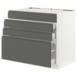 SEKTION Gabinete bajo estufa/4 frentes/3 cj, blanco Maximera/Voxtorp gris oscuro, 36x24x30 "