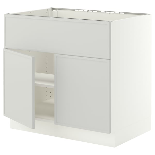 SEKTION Gabinete bajo estufa/extractor+2 pt, blanco/Aspudden gris claro, 36x24x30 "